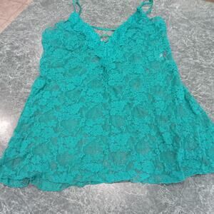 VTG 1x Dreamgirl Sexy Babydoll Lingerie Slip Nightie Strappy Emerald Green Lace